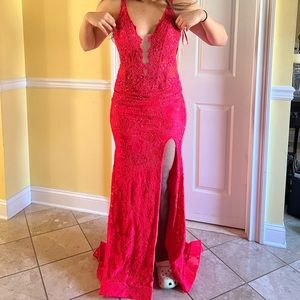 Prom dress in coral by La Femme